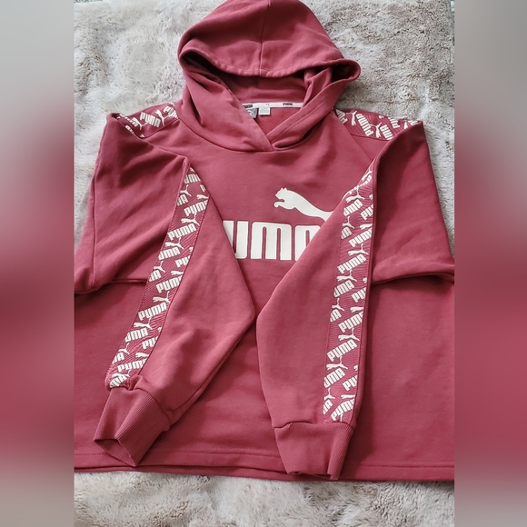 Puma Tops - Puma Crop Long Sleeve hoodie Pink-Size Large